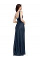 Outlet Square Neck A-Line Long Formal Stretch Satin Bridesmaid Dress / Prom Dress with Wide Straps UK