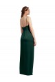 Outlet Sleek Straight Neckline Long Wrap Formal Stretch Satin Bridesmaid Dress / Prom Dress with Angled Pleats UK