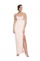 Outlet Cowl Neck Strapless Formal Stretch Satin Bridesmaid Dress / Prom Dress with High Split UK