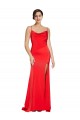 Outlet Low Back Cowl Neck Formal Stretch Satin Bridesmaid Dress / Prom Dress with High Side Slit UK