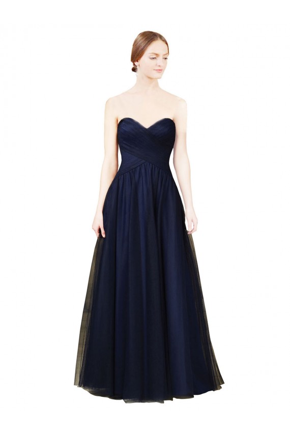 Outlet Draped Bodice Sweeheart Long Tulle Bridesmaid Dress UK