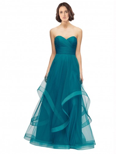 Outlet Sweetheart Tulle Bridesmaid Dress with Wide Waistband UK