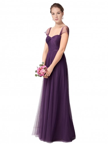 Outlet Full Length Long Tulle Bridesmaid Dress with Sweetheart Neckline UK