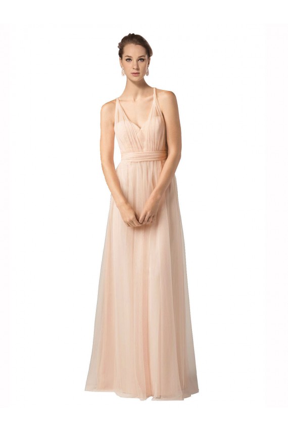 Outlet Sweetheart A-Line Tulle Bridesmaid Dress with Shirred Bodice UK