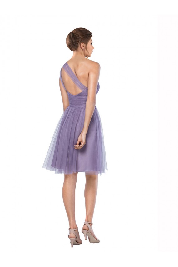 Outlet One Shoulder Short Knee Length Tulle Bridesmaid Dress UK