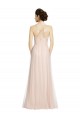 Outlet Long Draped Back A-Line Tulle Bridesmaid Dress with Pleated Bodice UK