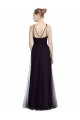 Outlet High Neck Long A-Line Tulle Bridesmaid Dress UK
