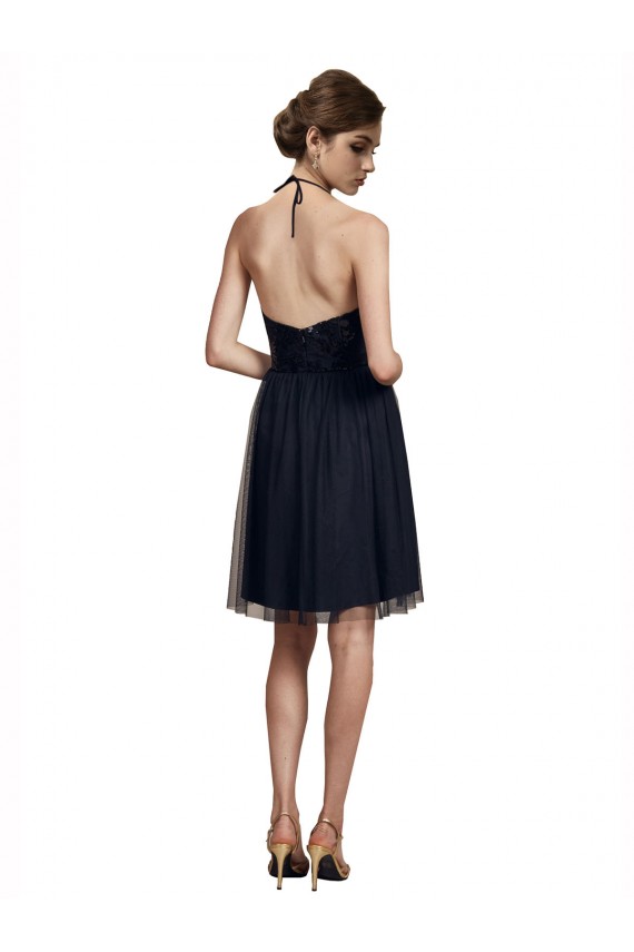 Outlet High Neck Illusion Bodice Bridesmaids Dress UK