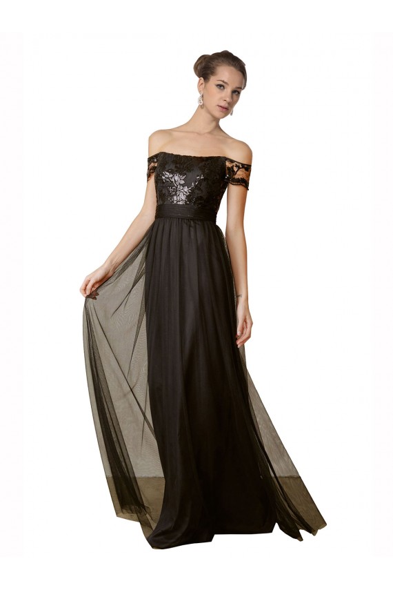 Outlet Off The Shoulder Sequined Lace Tulle Bridesmaid Dress UK