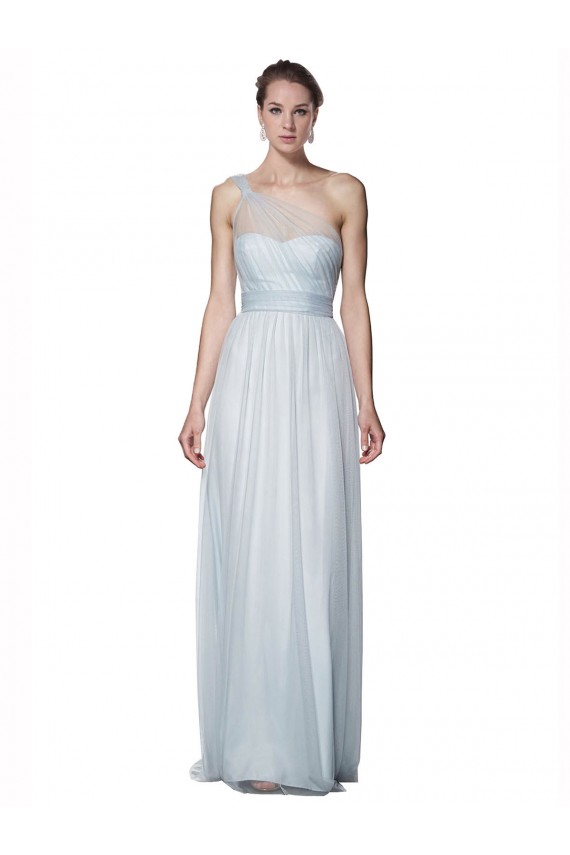 Outlet One Shoulder Illusion Tulle Bridesmaid Dress with Knot Detail UK