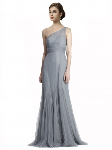 Outlet One Shoulder Tulle Fit and Flare Bridesmaid Dress UK