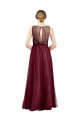 Outlet Sleeveless Boat Neck Long Pearl Tulle Bridesmaid Dress with Keyhole Back UK