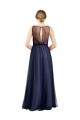 Outlet Sleeveless Boat Neck Long Pearl Tulle Bridesmaid Dress with Keyhole Back UK