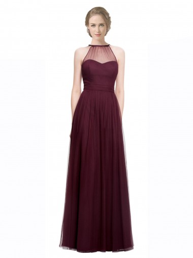 Outlet Full Length Soft Tulle Spaghetti Strap Bridesmaid Dress UK