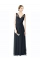 Outlet Long Tulle Bridesmaid Dress with Illusion Shoulder Straps and V-Back UK