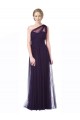 Outlet One Shoulder Long Tulle Bridesmaid Gown with Sheer Netting Strap UK