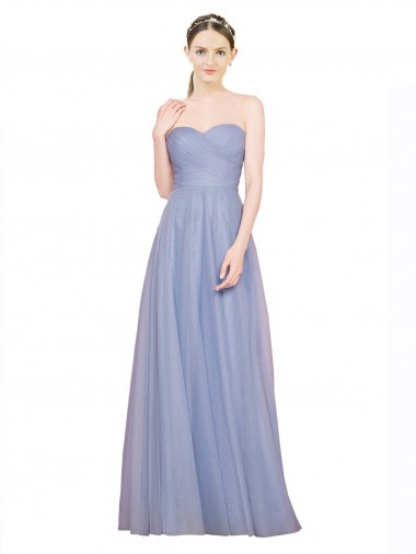 Outlet Strapless Sweetheart A-Line Tulle Bridesmaid Dress with Low Back UK