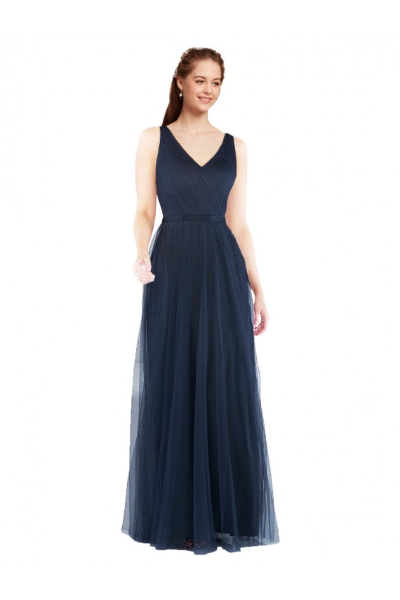 Outlet V-Neck Soft and Simple Tulle Bridesmaid Dress UK