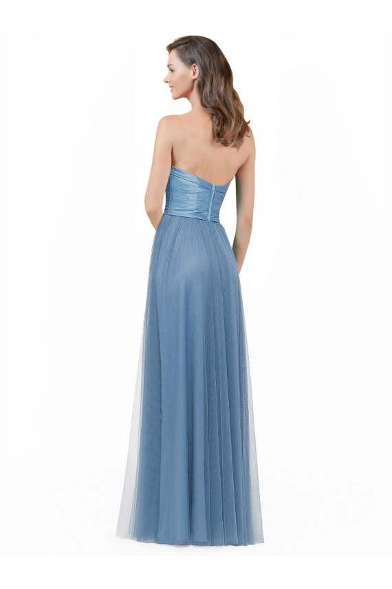 Outlet Long Strapless Bridesmaid Dress with Soft Tulle Overlay UK