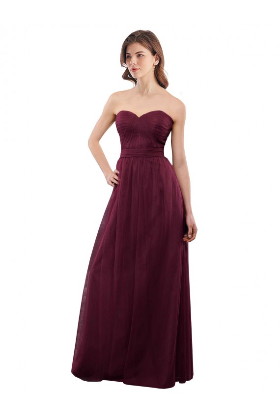 Outlet Strapless Tulle A-line bridesmaid dress with pleated top UK