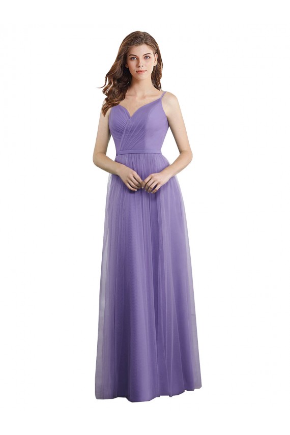 Outlet Sweetheart Deep V-Back Tulle Bridesmaid Dress with Draped Bodice UK