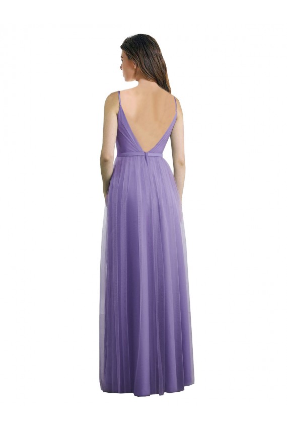 Outlet Sweetheart Deep V-Back Tulle Bridesmaid Dress with Draped Bodice UK