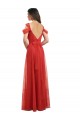 Outlet Cold Shoulder Pleated Wrap Tulle Bridesmaid Dress with Low V-Back UK