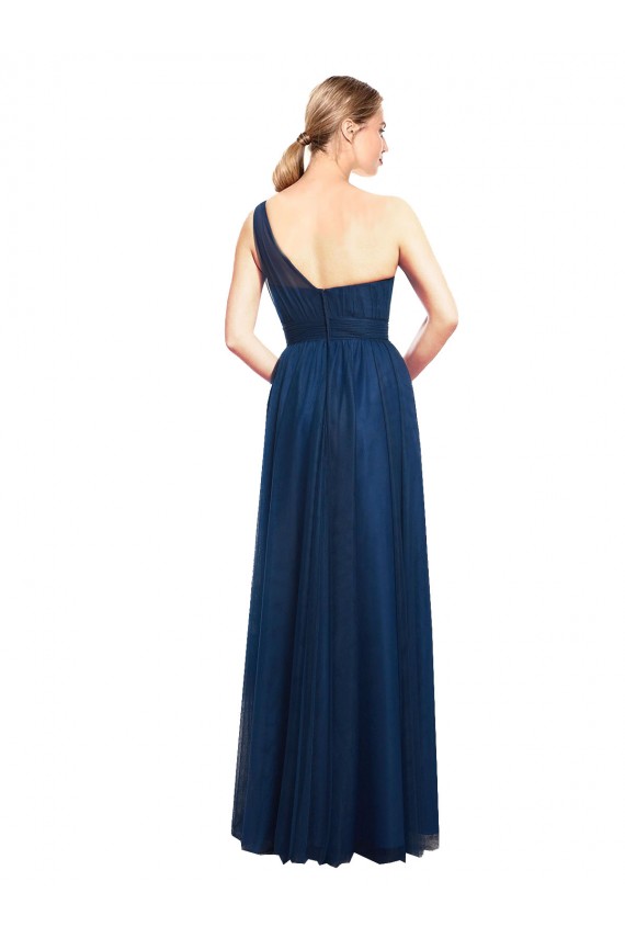 Outlet Ruched One Shoulder Tulle A-Line Bridesmaid Dress UK