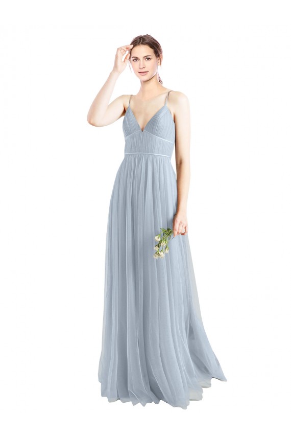 Outlet Spaghetti Straps V-Neck Slim A-Line Tulle Bridesmaid Dress UK