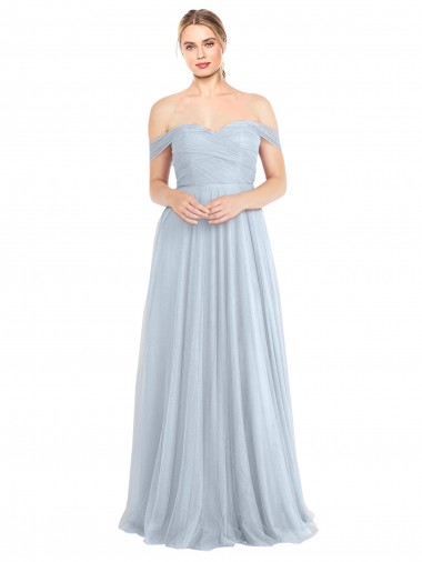 Outlet Sweetheart Neckline Off the Shoulder Tulle Bridesmaid Dress UK