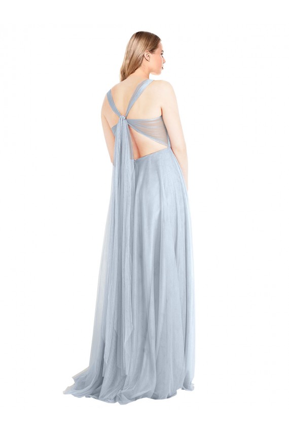 Outlet Sweetheart Spaghetti Straps Long Tulle Bridesmaid Dress with Criss Cross Back UK