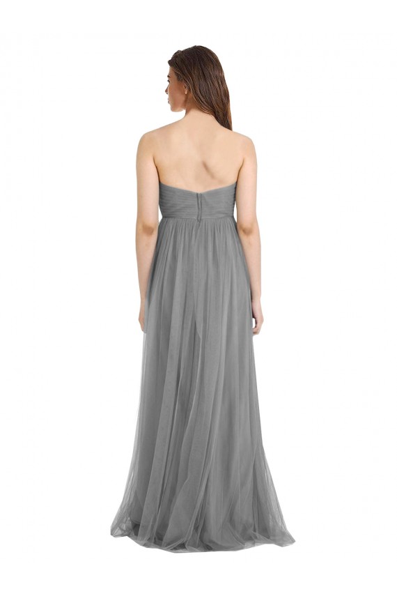 Outlet Shirred Strapless Bodice Long Tulle Bridesmaid Dress with Sweetheart Neckline UK