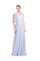 Outlet Flutter Sleeves One Shoulder Long Tulle Bridesmaid Dress UK