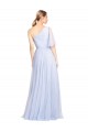 Outlet Flutter Sleeves One Shoulder Long Tulle Bridesmaid Dress UK
