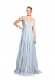 Outlet Plunging Deep V-Neck Long Tulle Bridesmaid Dress with V-Back UK