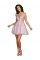 Outlet Sleeveless V-Neckline Short Cocktail Dress with Embellished Lace Appliques UK