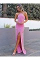 Outlet Halter Sleeveless Long Floor Length Velvet Sequin Prom Dress with Slit UK