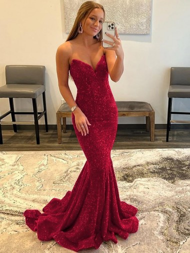Outlet Sweetheart Sleeveless Long Sweep Train Velvet Sequin Prom Dress UK
