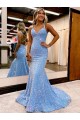 Outlet Criss Cross Open Back V-Neck Sleeveless Long Velvet Sequin Prom Dress UK