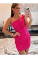 Outlet Velvet Sequin One Shoulder Sleeveless Short Homecoming Dress / Prom Dress UK