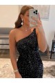 Outlet One Shoulder Sleeveless Short Velvet Sequin Homecoming Dress / Prom Dress UK
