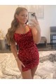 Outlet Spaghetti Straps Criss Cross Back Sleeveless Short Velvet Sequin Homecoming Dress / Prom Dress UK