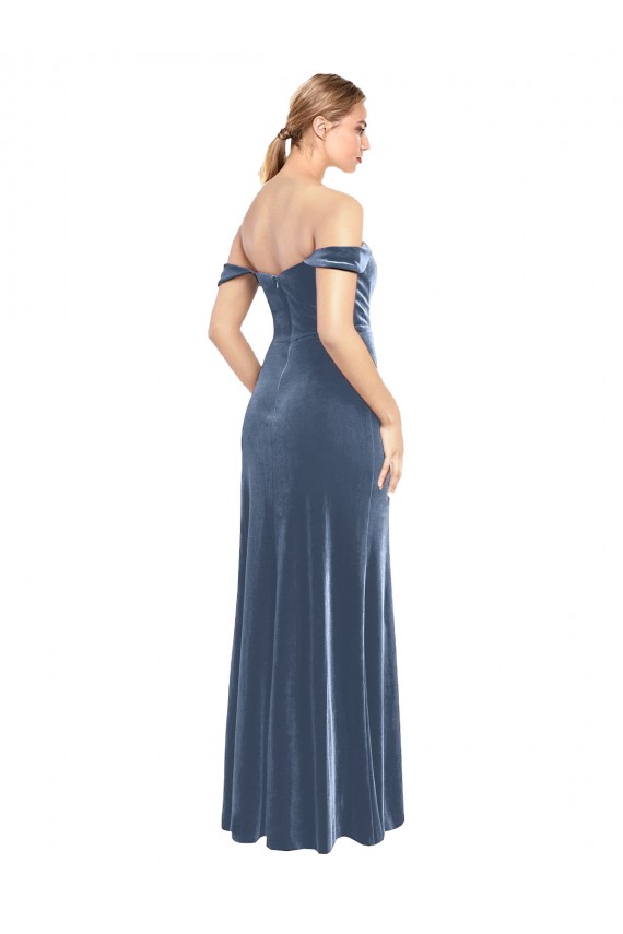 Outlet Draped Sleeves Wide Scoop Neck Off the Shoulder Velvet Bridesmaid Dress / Prom Dress UK