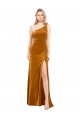 Outlet Sleek One Shoulder Long Formal Velvet Bridesmaid Dress / Prom Dress UK