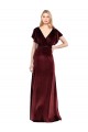 Outlet Flutter Sleeves Open Back Long Velvet Bridesmaid Dress / Prom Dress UK