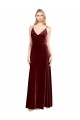 Outlet Faux Surplice Neckline Slim A-Line Long Velvet Bridesmaid Dress / Prom Dress UK