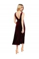 Outlet Daring Plunging V-Neckline Short Midi Cocktail Length Velvet Bridesmaid Dress / Prom Dress UK