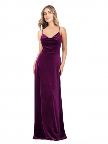 Outlet Draped Neckline Spaghetti Straps Formal Velvet Bridesmaid Dress / Prom Dress UK
