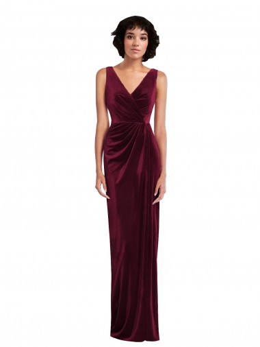 Outlet Draped Skirt Faux Wrap Velvet Maxi Bridesmaid Dress / Prom Dress UK