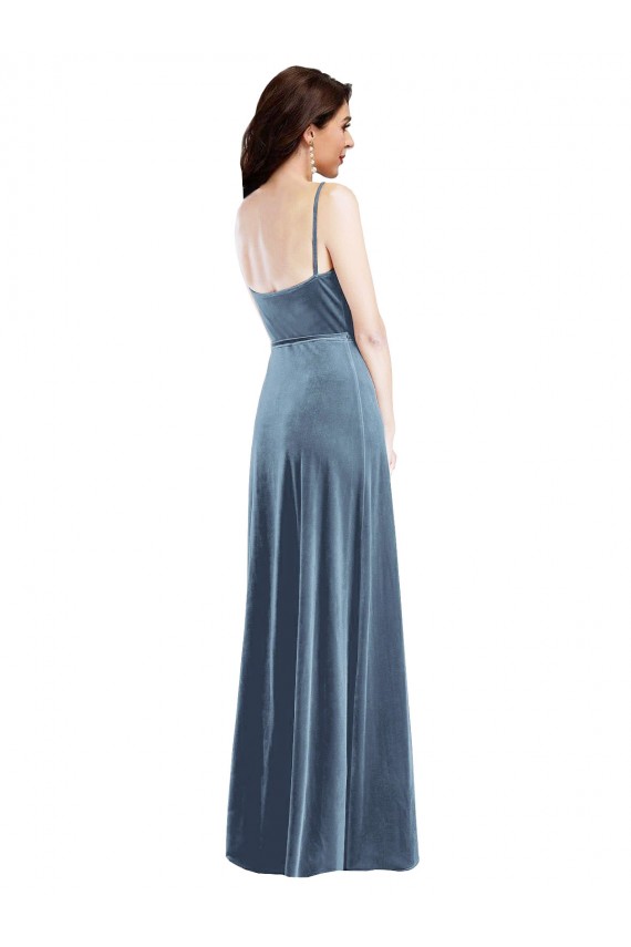 Outlet Velvet Wrap Maxi Bridesmaid Dress / Prom Dress with Pockets UK